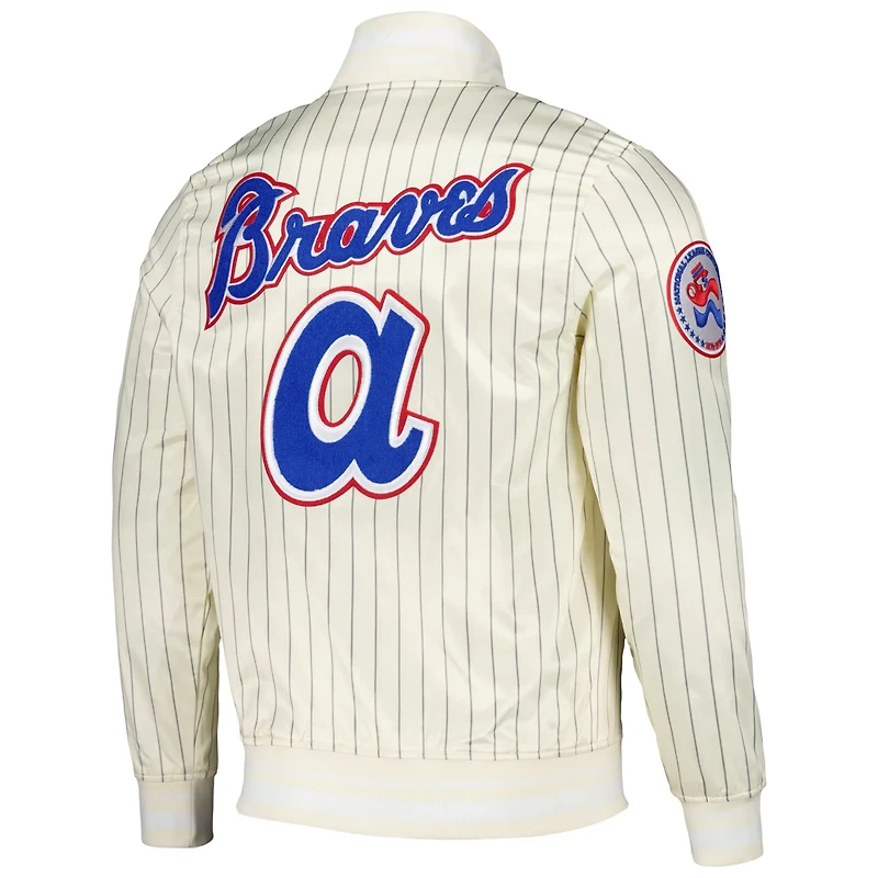 Pro Standard Atlanta Braves Cooperstown Collection Pinstripe Retro Classic Satin Full-Snap Jacket