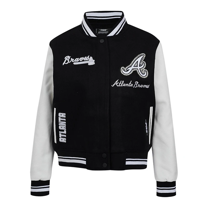 Pro Standard Atlanta Braves Pearls Rib Wool Full-Zip Varsity Jacket