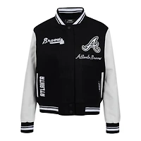 Pro Standard Atlanta Braves Pearls Rib Wool Full-Zip Varsity Jacket