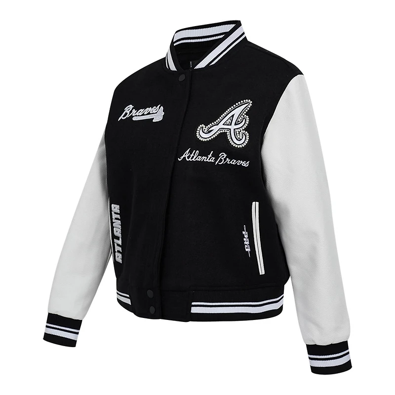 Pro Standard Atlanta Braves Pearls Rib Wool Full-Zip Varsity Jacket