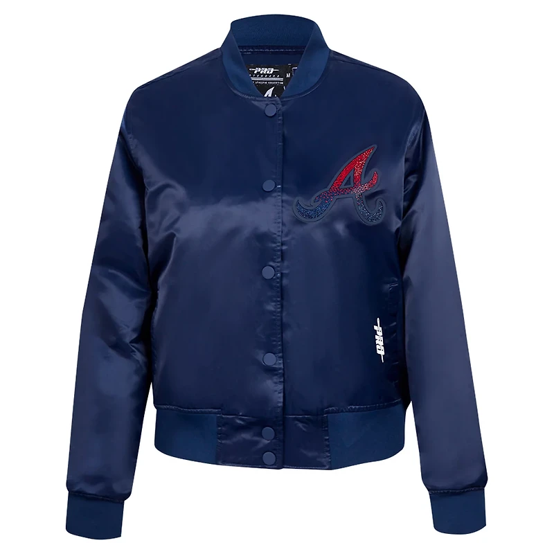 Pro Standard Atlanta Braves Rhinestone Satin Full-Snap Jacket
