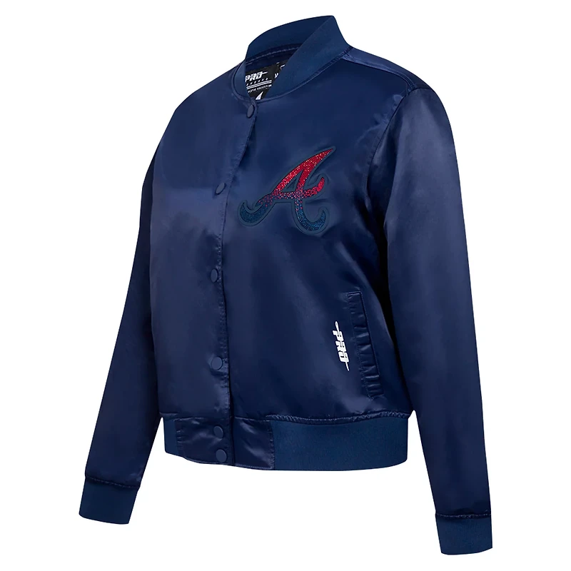 Pro Standard Atlanta Braves Rhinestone Satin Full-Snap Jacket
