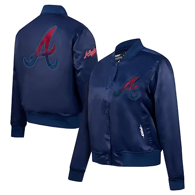 Pro Standard Atlanta Braves Rhinestone Satin Full-Snap Jacket