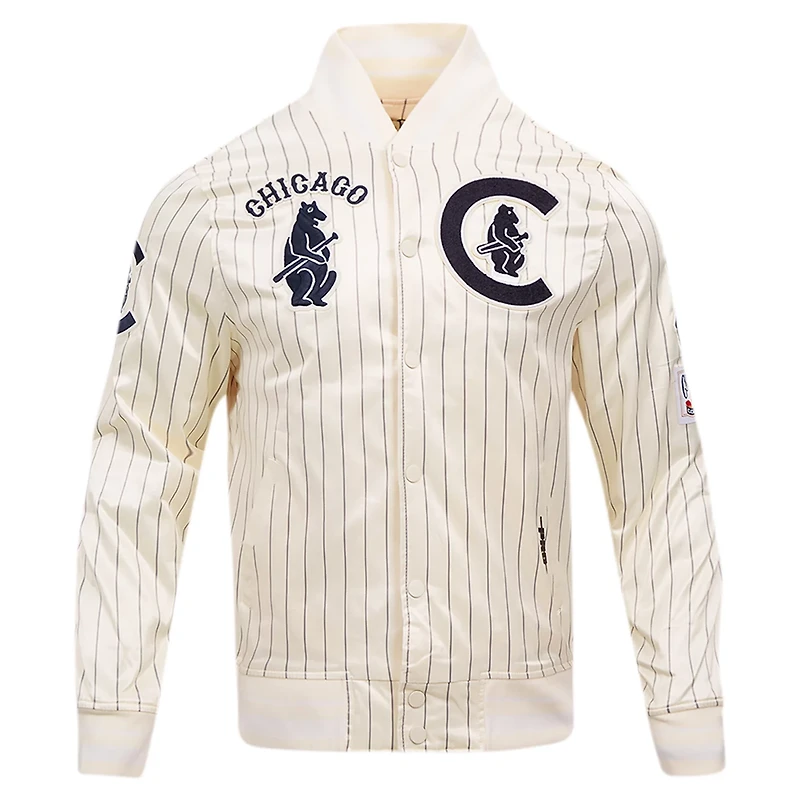 Pro Standard Chicago Cubs Cooperstown Collection Pinstripe Retro Classic Satin Full-Snap Jacket