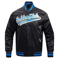 Pro Standard Golden State Warriors Script Tail Full-Snap Satin Varsity Jacket
