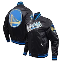 Pro Standard Golden State Warriors Script Tail Full-Snap Satin Varsity Jacket