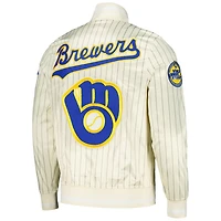 Pro Standard Milwaukee Brewers Cooperstown Collection Pinstripe Retro Classic Satin Full-Snap Jacket