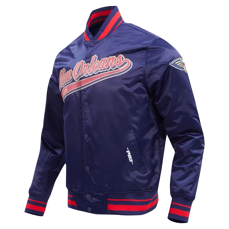 Pro Standard New Orleans Pelicans Script Tail Full-Snap Satin Varsity Jacket