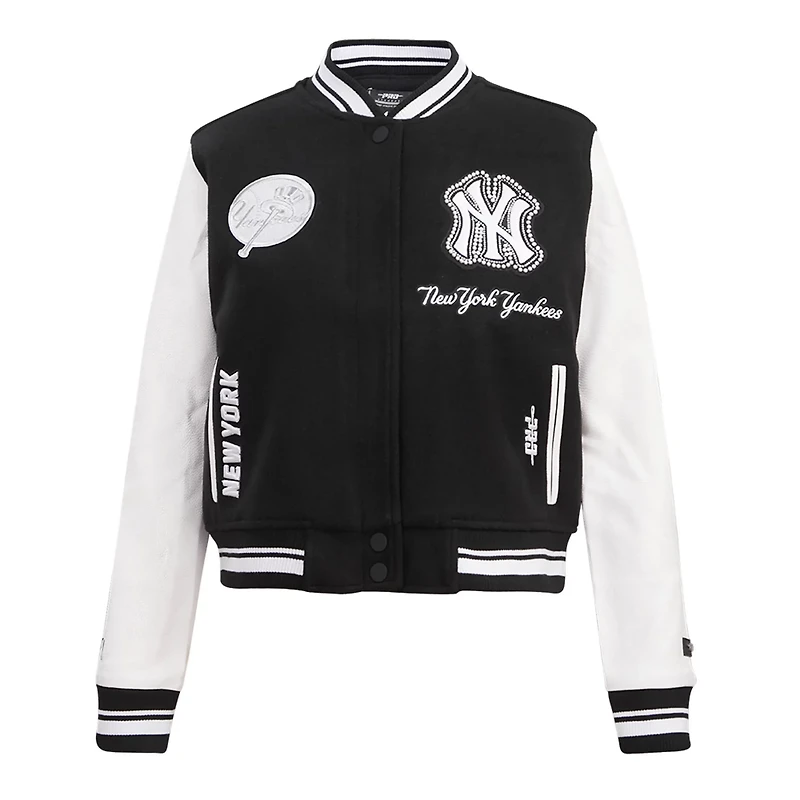 Pro Standard New York Yankees Pearls Rib Wool Full-Zip Varsity Jacket
