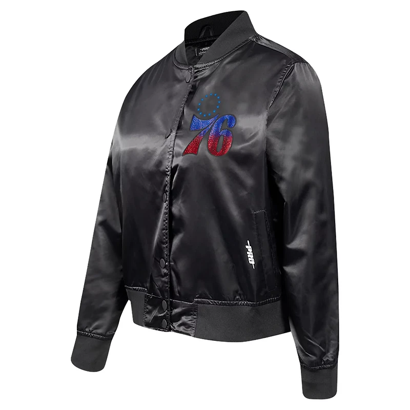 Pro Standard Philadelphia 76ers Jeweled Satin Full-Snap Jacket