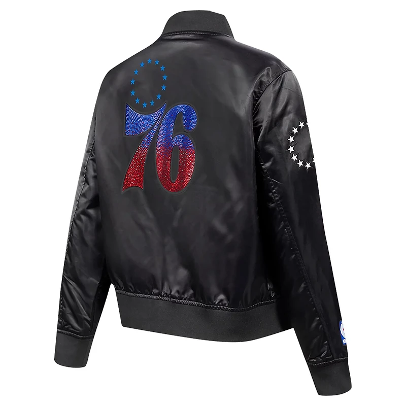 Pro Standard Philadelphia 76ers Jeweled Satin Full-Snap Jacket