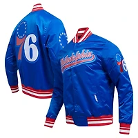 Pro Standard Philadelphia 76ers Script Tail Full-Snap Satin Varsity Jacket