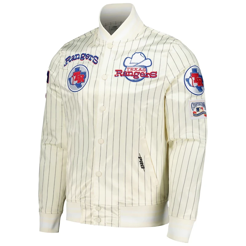 Pro Standard Texas Rangers Cooperstown Collection Pinstripe Retro Classic Satin Full-Snap Jacket
