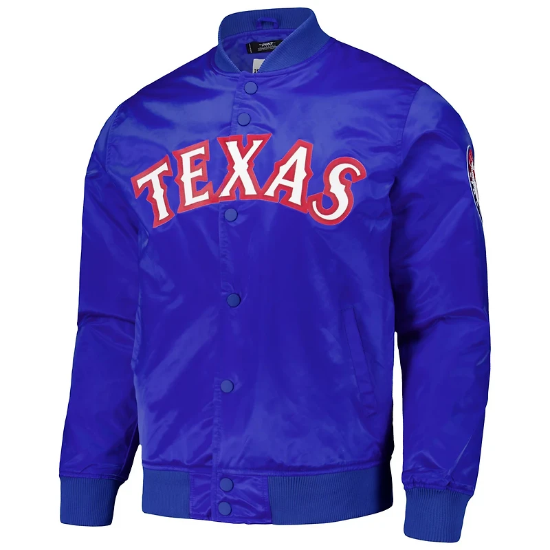 Pro Standard Texas Rangers Wordmark Satin Full-Snap Jacket