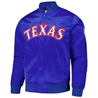 Pro Standard Texas Rangers Wordmark Satin Full-Snap Jacket