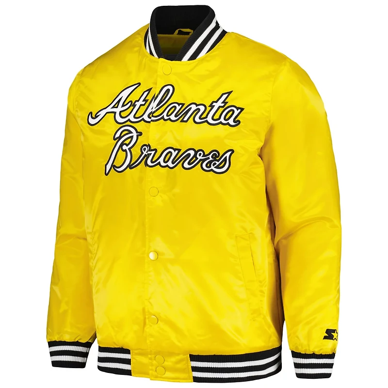 Starter Atlanta Braves Cross Bronx Fashion Satin Full-Snap Varsity Jacket