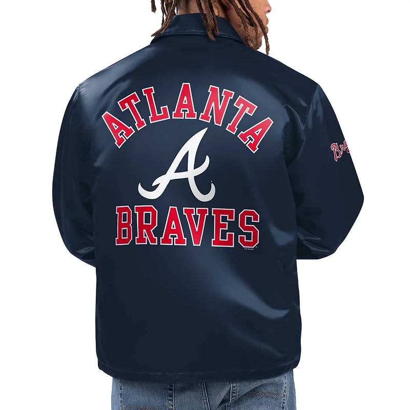 Starter Atlanta Braves Option Route Satin Full-Snap Jacket