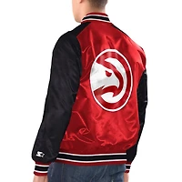 Starter Black Atlanta Hawks Renegade Satin Full-Snap Varsity Jacket