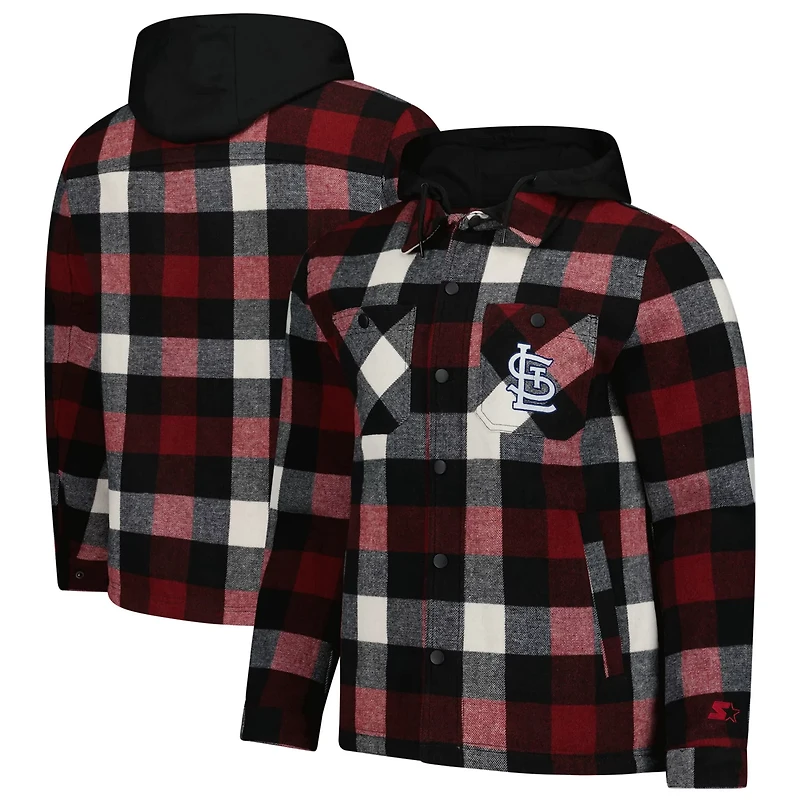 Starter Black St Louis Cardinals Sherpa Full-Zip Hoodie Jacket