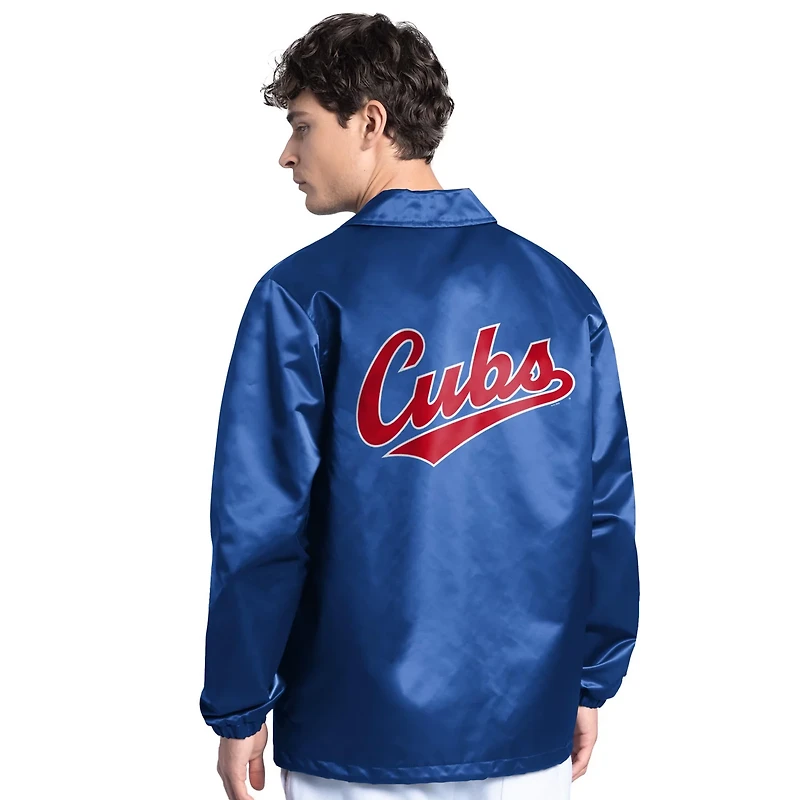 Starter Chicago Cubs Cooperstown Collection Point Man Full-Snap Coaches Jacket