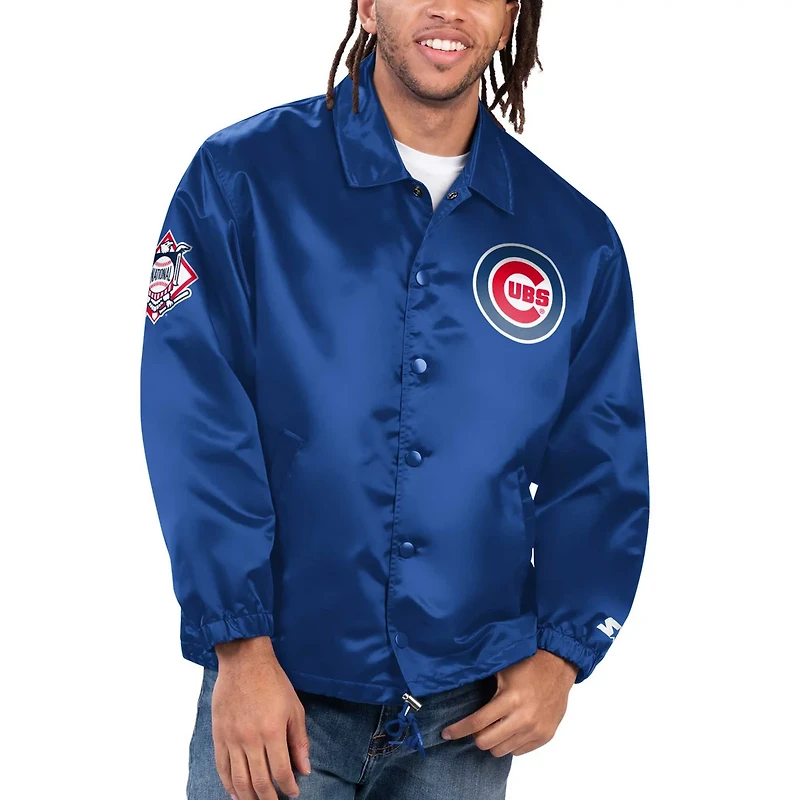 Starter Chicago Cubs Option Route Satin Full-Snap Jacket