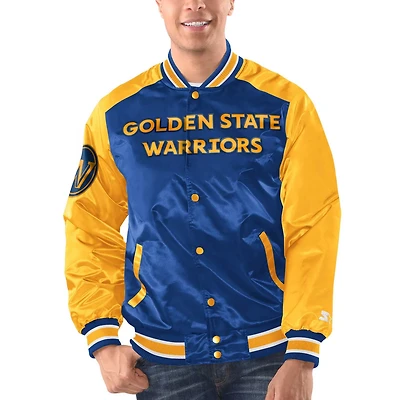 Starter Gold Golden State Warriors Renegade Satin Full-Snap Varsity Jacket