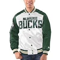 Starter Hunter Green Milwaukee Bucks Renegade Satin Full-Snap Varsity Jacket