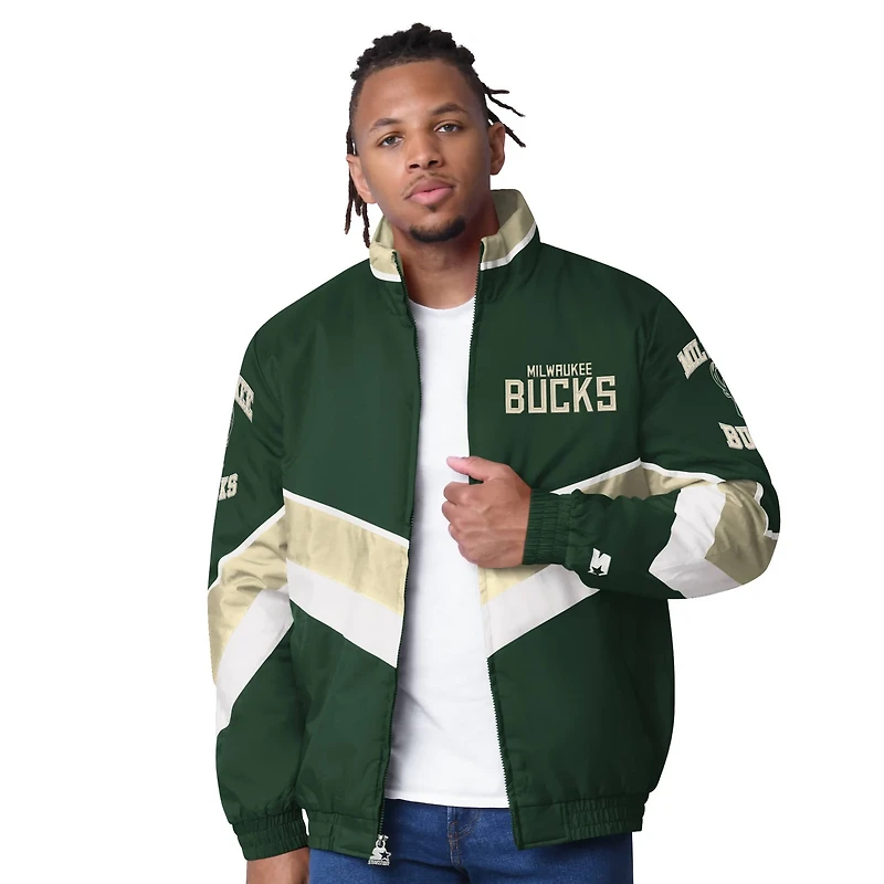 Starter Hunter Milwaukee Bucks Captain Oxford Full-Zip Jacket