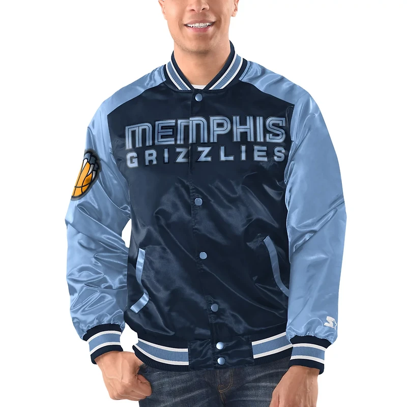 Starter Light Blue Memphis Grizzlies Renegade Satin Full-Snap Varsity Jacket