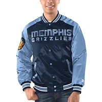 Starter Light Blue Memphis Grizzlies Renegade Satin Full-Snap Varsity Jacket