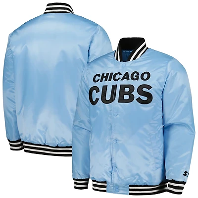 Starter Light Chicago Cubs Cross Bronx Fashion Satin Full-Snap Varsity Jacket