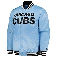 Starter Light Chicago Cubs Cross Bronx Fashion Satin Full-Snap Varsity Jacket