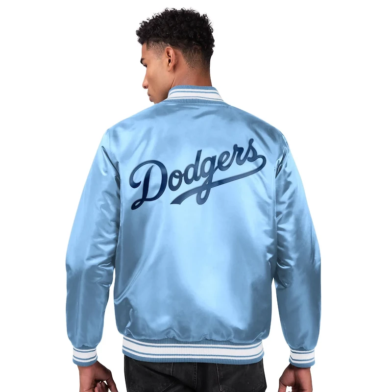 Starter Light Los Angeles Dodgers Locker Room Satin Full-Snap Varsity Jacket