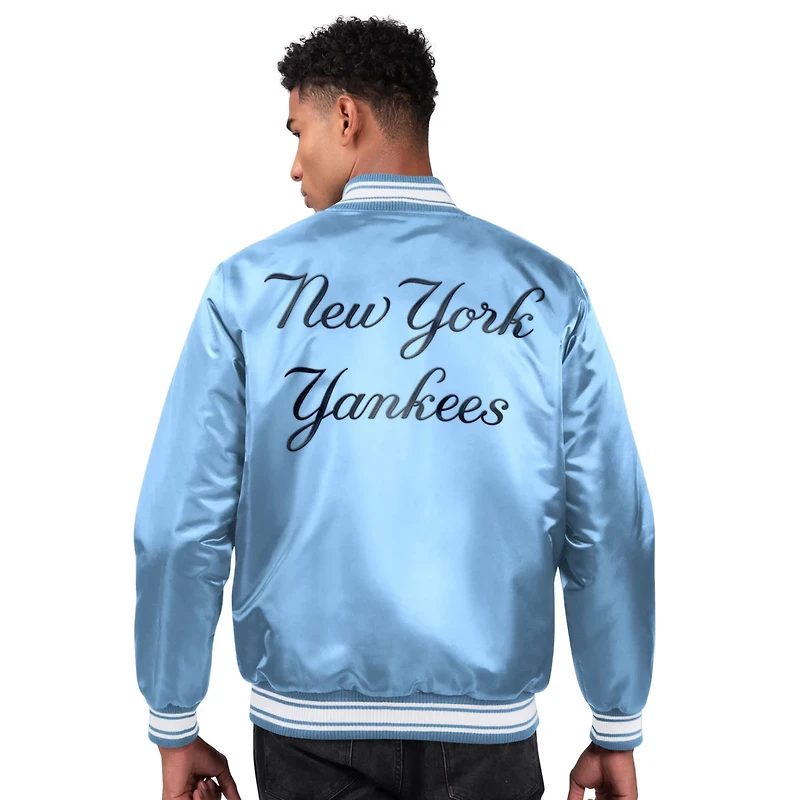 Starter Light New York Yankees Locker Room Satin Full-Snap Varsity Jacket