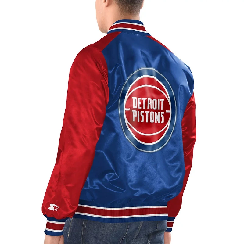 Starter Men’s Detroit Pistons Renegade Satin Full-Snap Varsity Jacket