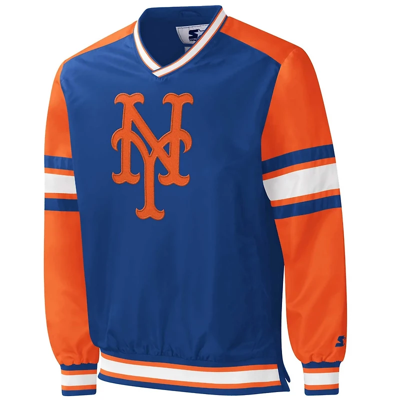 Starter New York Mets Yardline V-Neck Pullover Windbreaker