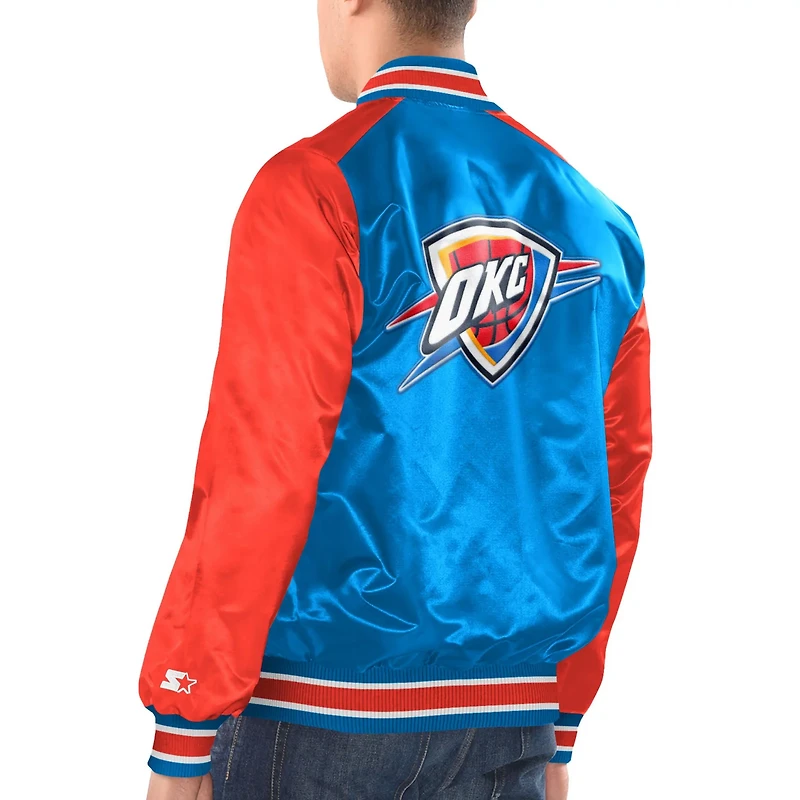 Starter /Orange Oklahoma City Thunder Renegade Satin Full-Snap Varsity Jacket