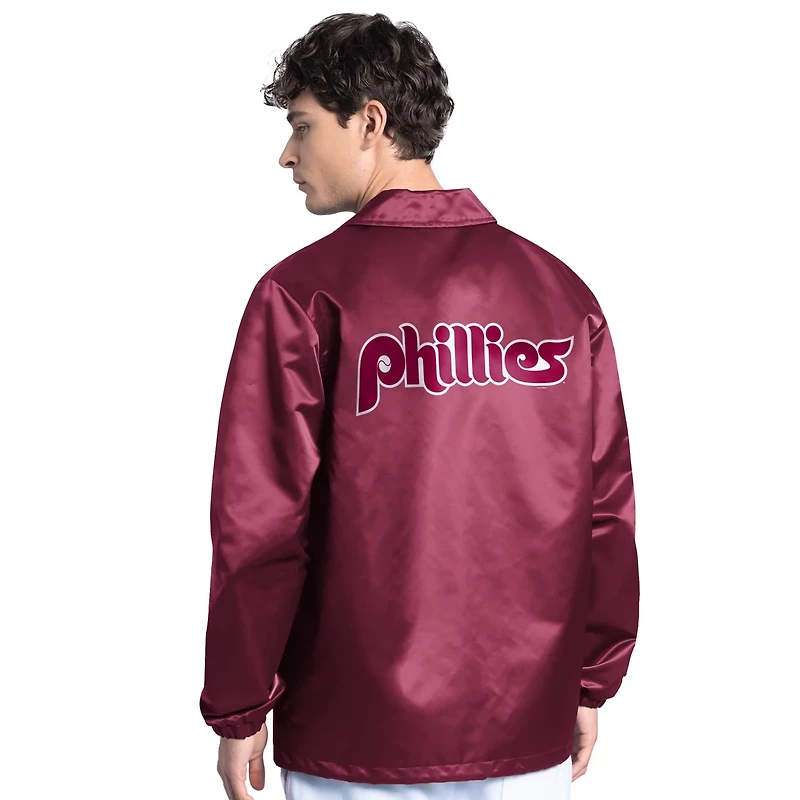 Starter Philadelphia Phillies Cooperstown Collection Point Man Full-Snap Coaches Jacket