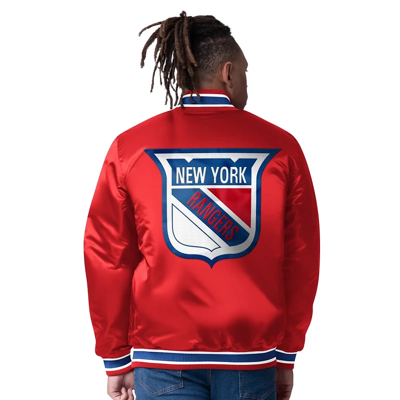 Starter Red New York Rangers Closer Varsity Reversible Full Snap Jacket