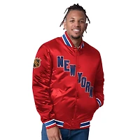 Starter Red New York Rangers Closer Varsity Reversible Full Snap Jacket