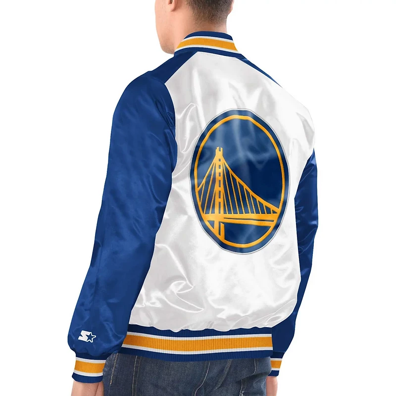 Starter Royal Golden State Warriors Renegade Satin Full-Snap Varsity Jacket