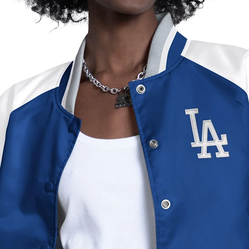 Starter Royal Los Angeles Dodgers Blitz Varsity Raglan Full-Snap Satin Jacket