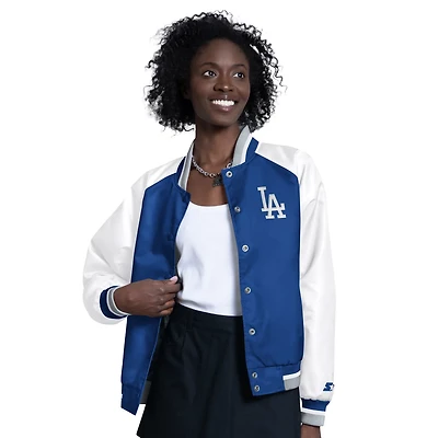 Starter Royal Los Angeles Dodgers Blitz Varsity Raglan Full-Snap Satin Jacket