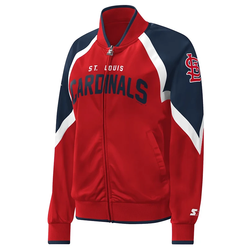Starter St Louis Cardinals Touchdown Raglan Full-Zip Track Jacket