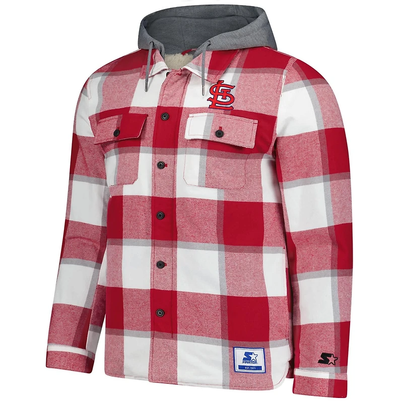 Starter White St Louis Cardinals Sherpa Full-Zip Hoodie Jacket