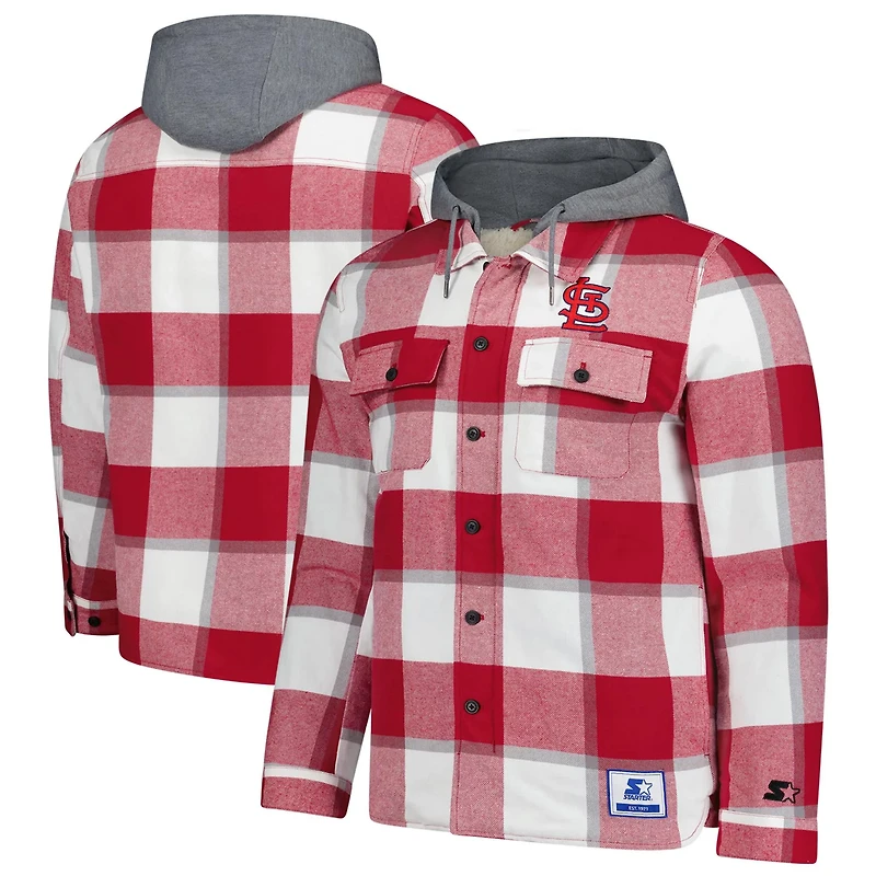 Starter White St Louis Cardinals Sherpa Full-Zip Hoodie Jacket