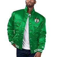 Starter x Levi's Kelly Boston Celtics Silver Label Trucker Satin Full-Snap Jacket