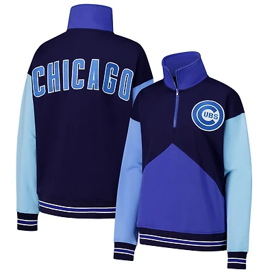 Terez Blue Chicago Cubs Classic Colorblock Quarter-Zip Sweatshirt