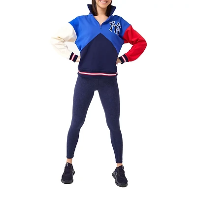 Terez Navy New York Yankees Classic Colorblock Quarter-Zip Sweatshirt