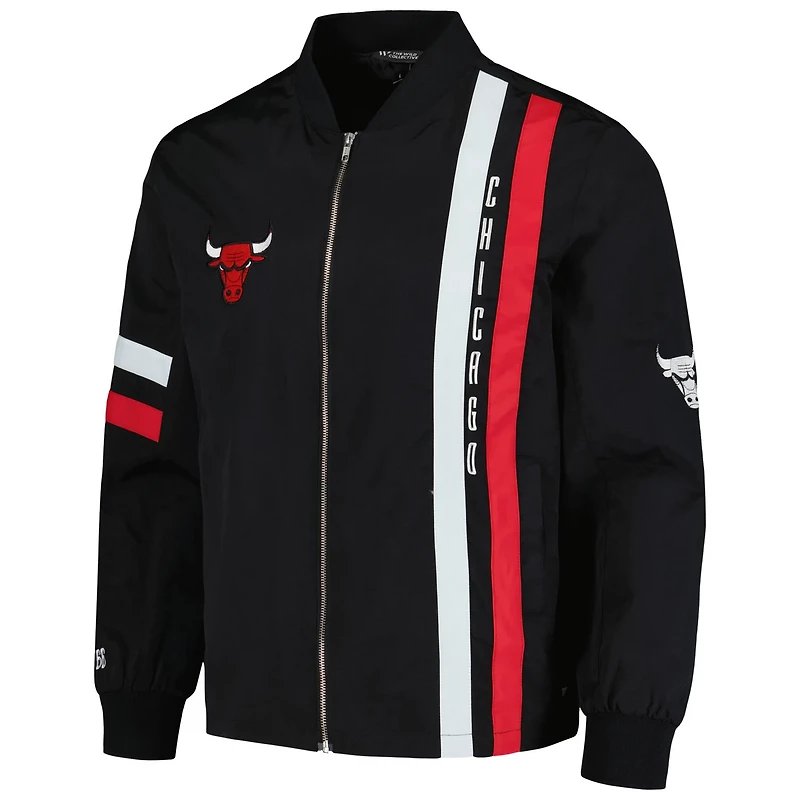 The Wild Collective Chicago Bulls Stitch Applique Full-Zip Bomber Jacket